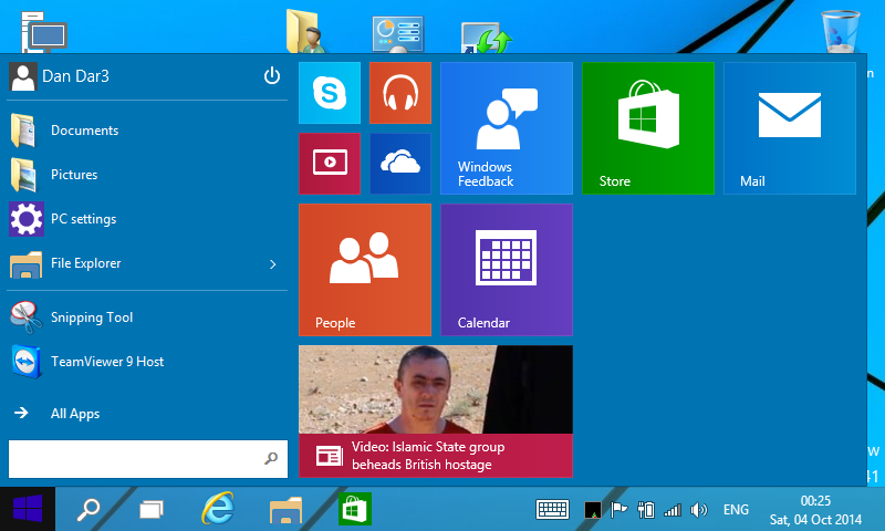 20141004 - ASUS R2H - Windows 10 Technical Preview - Start Menu