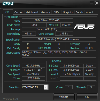 AMD Athlon II X3 440 до 4 ГГц