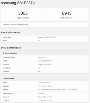 Galaxy S25 Slim уже протестировали в Geekbench 6